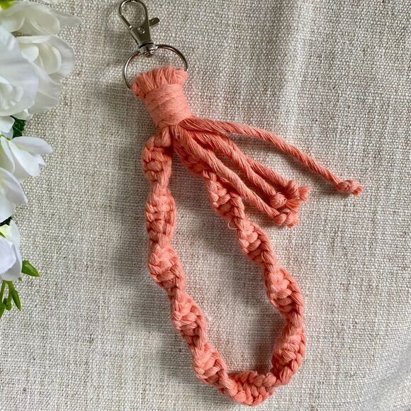 Boho Macrame Keychain Wristlet Wrist Keys 1PC Handmade Bracelet Summer Spring - Picture 1 of 5